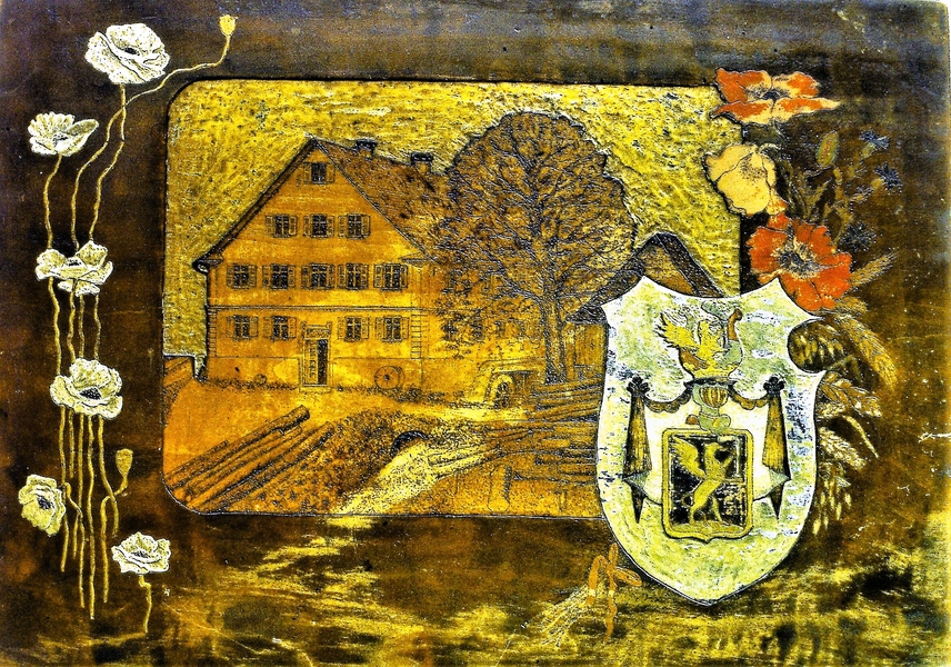 Rauchmühle vor 1920 Holzdarstellung von J.Rauch