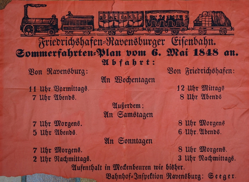 Fahrplan von 1848